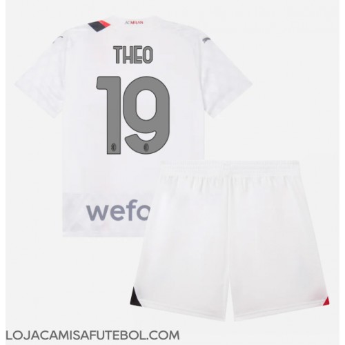 Camisa de Futebol AC Milan Theo Hernandez #19 Equipamento Secundário Infantil 2023-24 Manga Curta (+ Calças curtas)